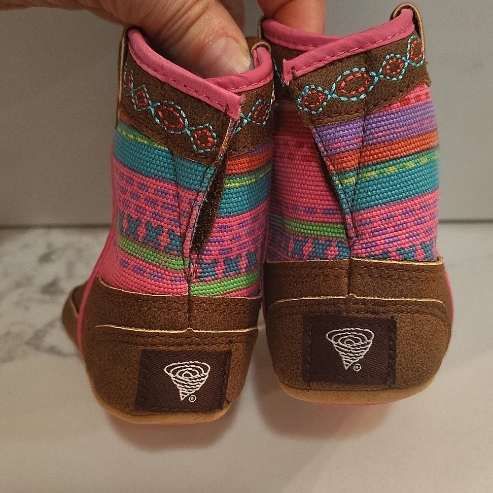 Twister Cowboy Boots Infant Baby Western Cowgirl Fabric Brown Pink